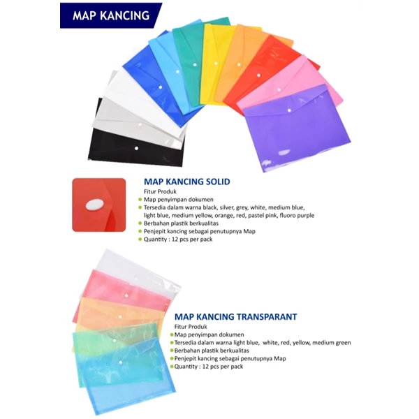 Map Kancing solid warna folio